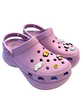 Crocs Bae Clogs Shoes Women's Platform Slingback Slip On Charms Purple Size 10